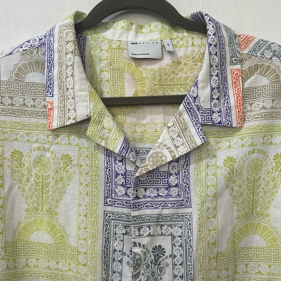 ASOS DESIGN MENS SHEER BUTTON UP SHIRT FLORAL SHORT SLEEVES SZ 3XL - Picture 3 of 9